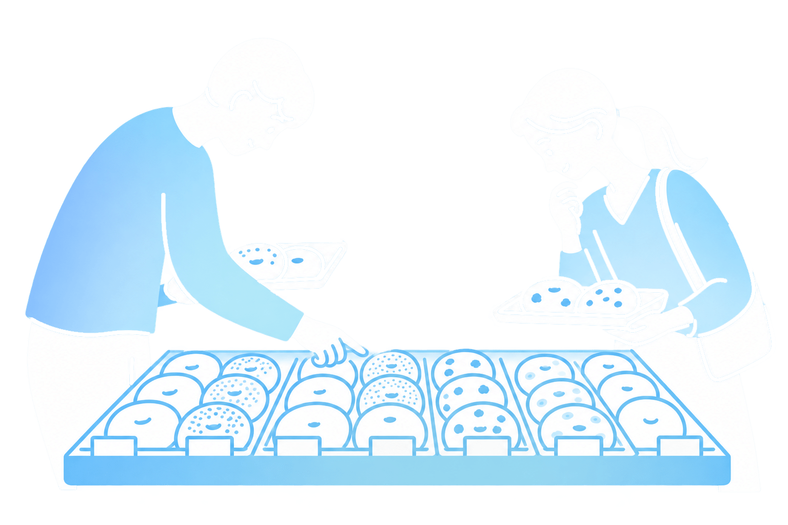 ベーグルを選ぶお客様イラスト
